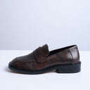 Topshop Cole premium real leather square toe loafers in distressed brown