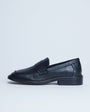 Topshop Cole premium real leather square toe loafers in black