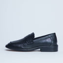 Topshop Cole Premium-Loafer aus echtem Leder mit eckiger Zehenpartie in Schwarz