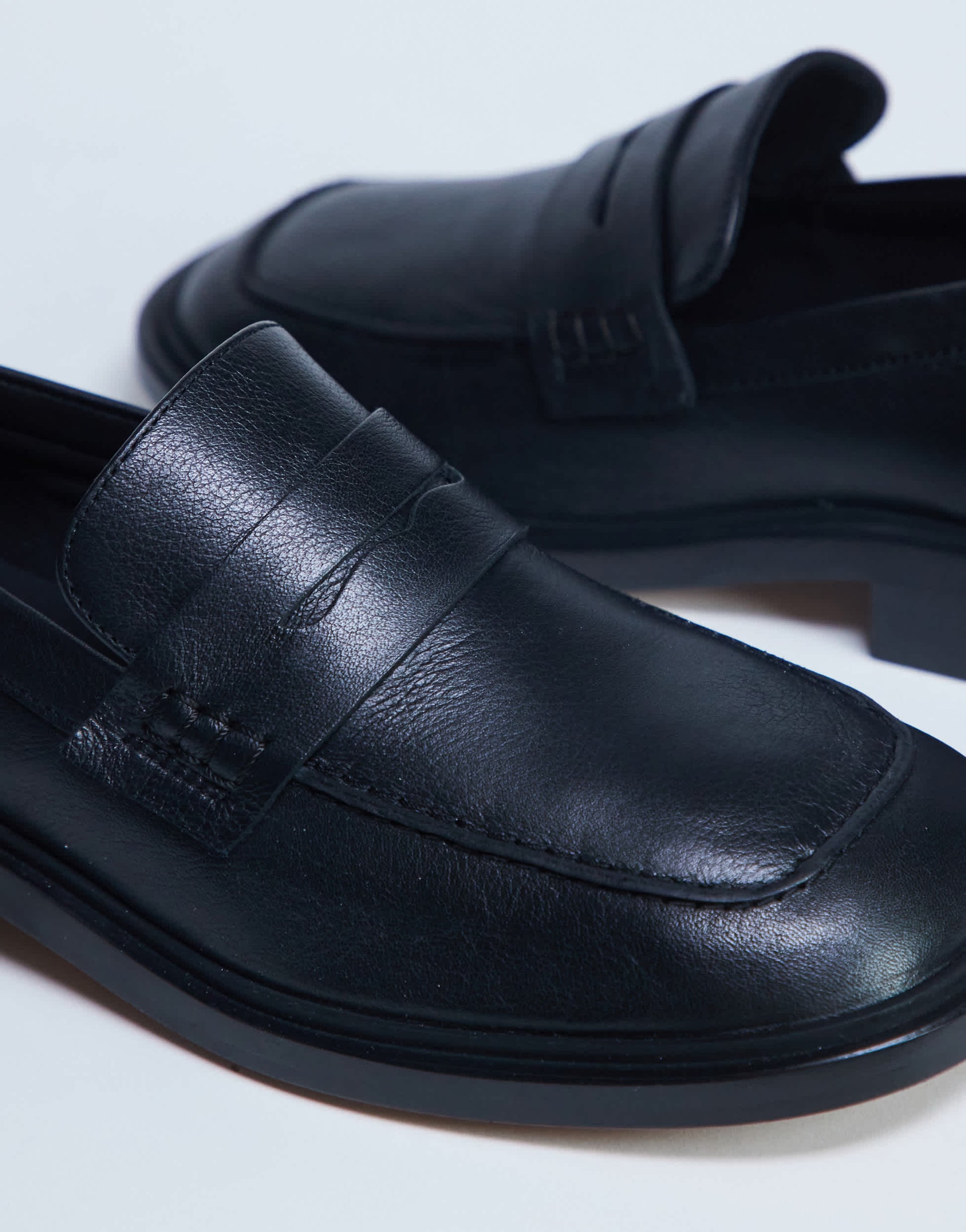 Topshop Cole premium real leather square toe loafers in black