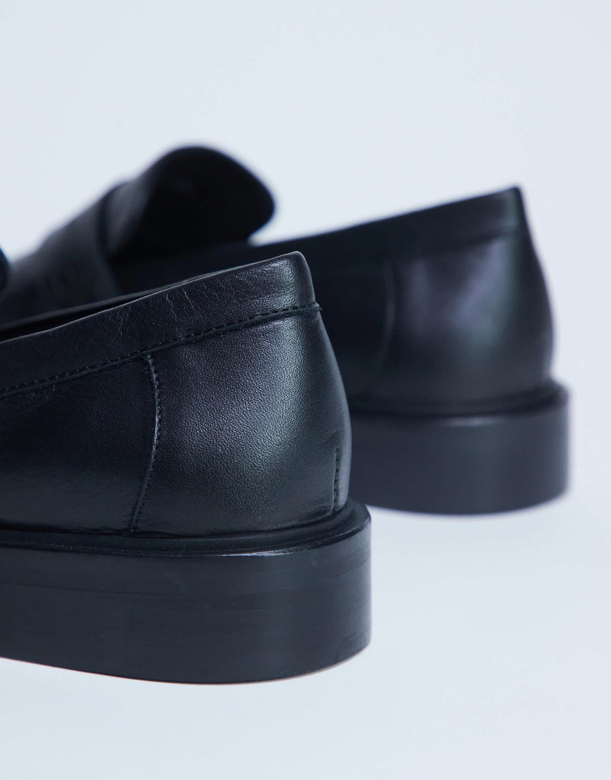 Topshop Cole premium real leather square toe loafers in black