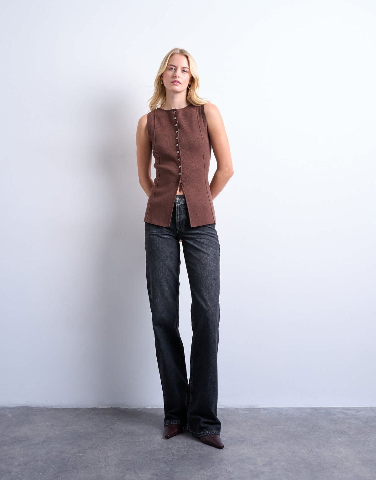 Topshop Tall Ember low rise straight leg jean in washed black