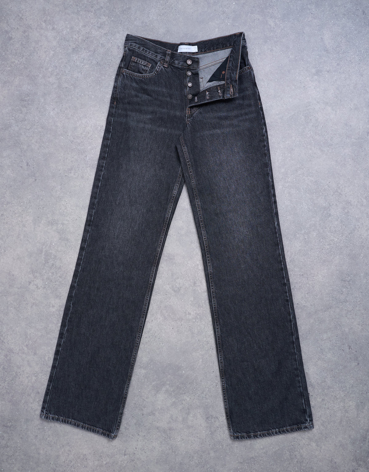 Topshop Tall Ember low rise straight leg jean in washed black