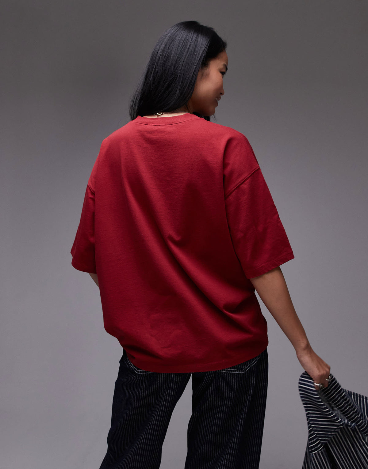 Topshop graphic Santa Mona Napoli oversized tee in red