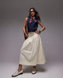 Topshop pintuck poplin full skirt in buttermilk