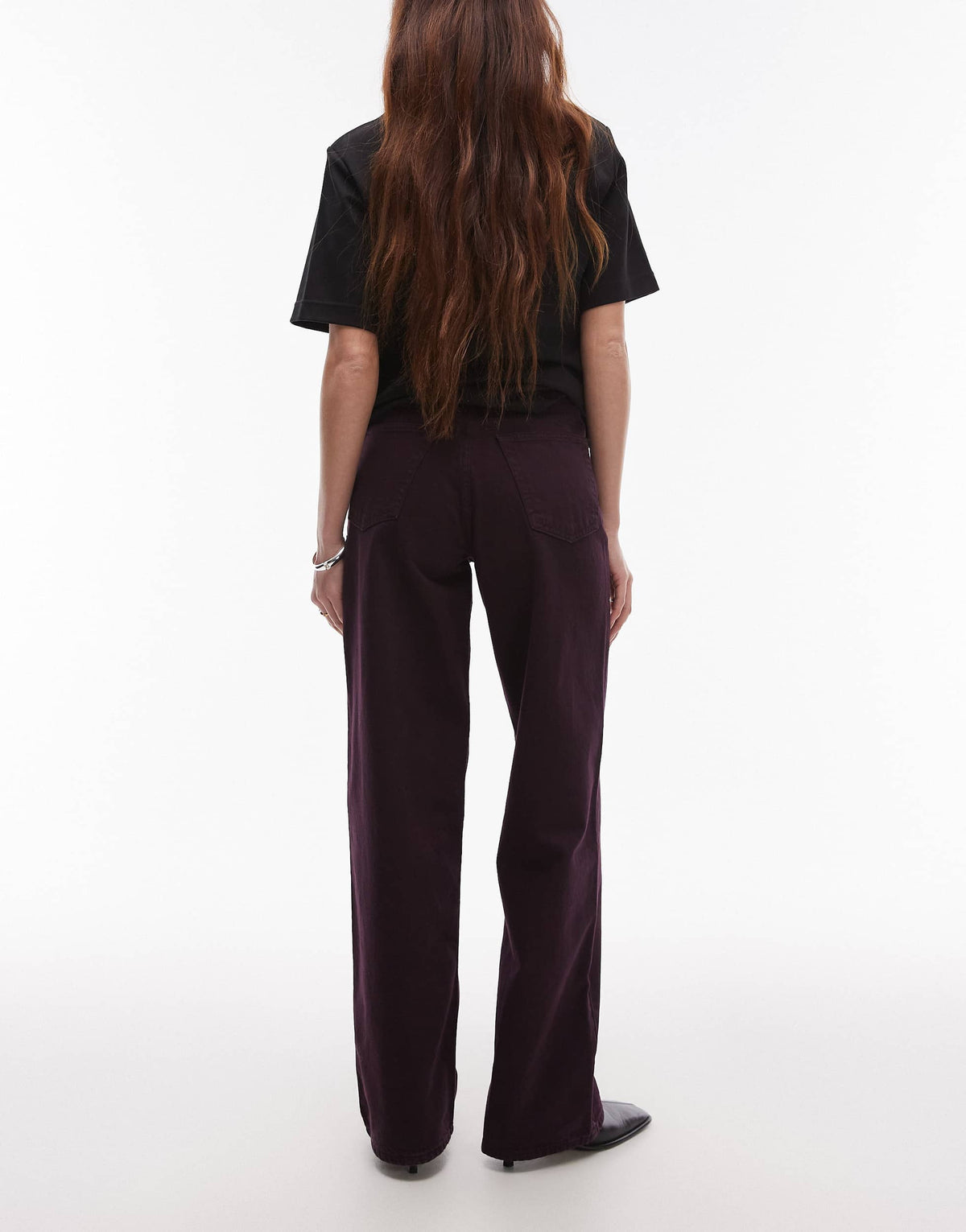 Topshop mid rise loose fit jean in oxblood