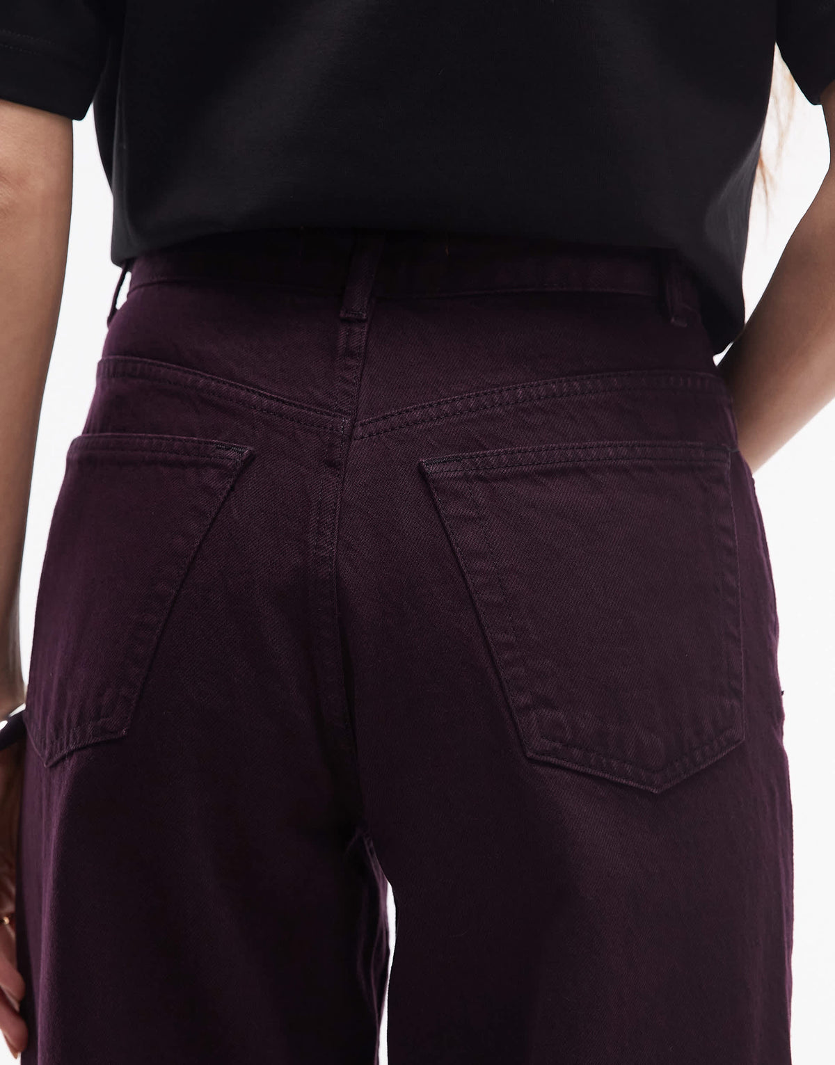 Topshop mid rise loose fit jean in oxblood