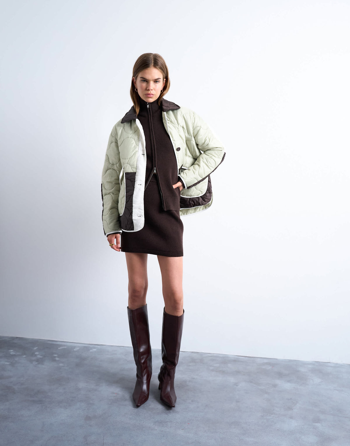 Topshop patchwork quilted liner jacket in multi