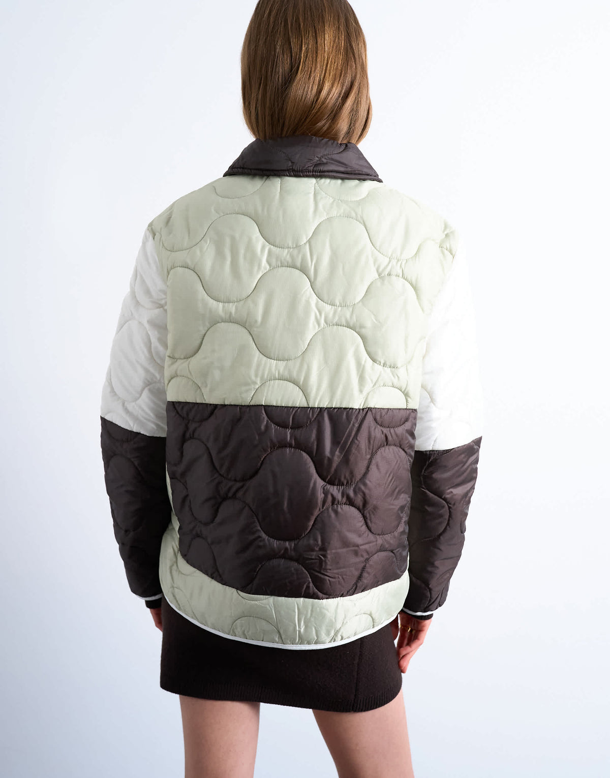 Topshop patchwork quilted liner jacket in multi