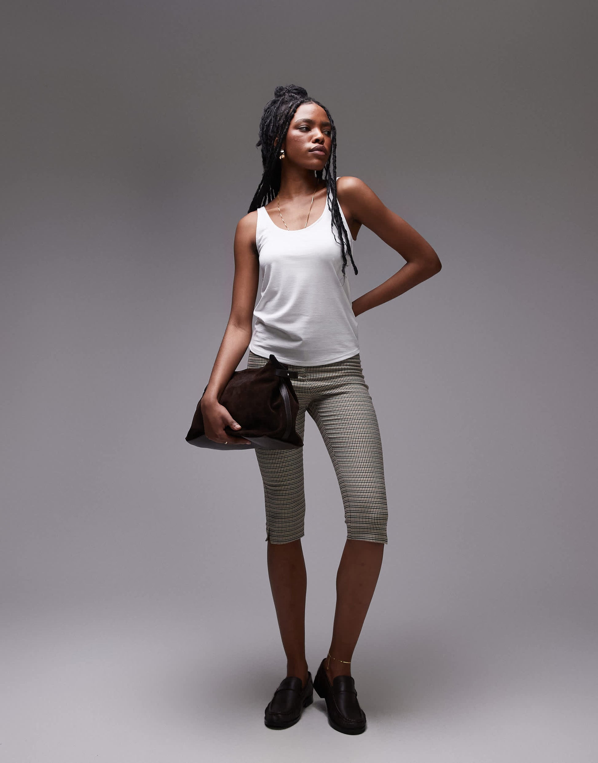 Topshop slouchy scoop neck vest in white