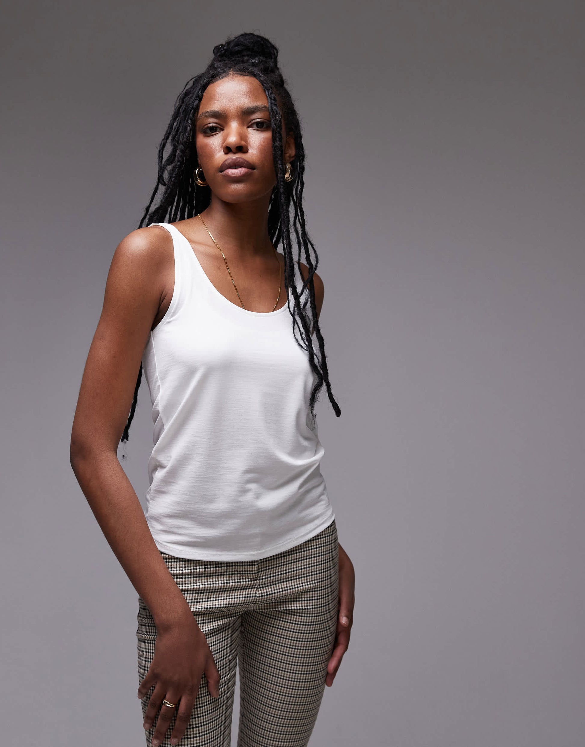 Topshop slouchy scoop neck vest in white