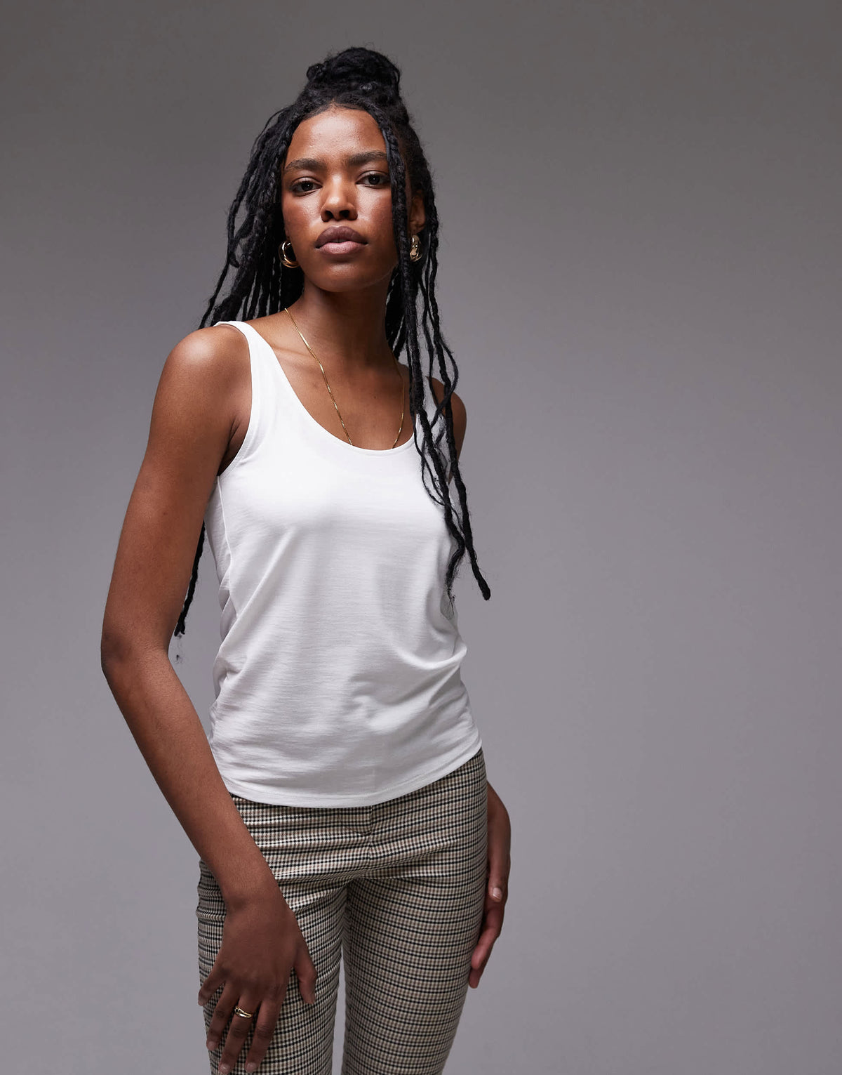 Topshop slouchy scoop neck vest in white