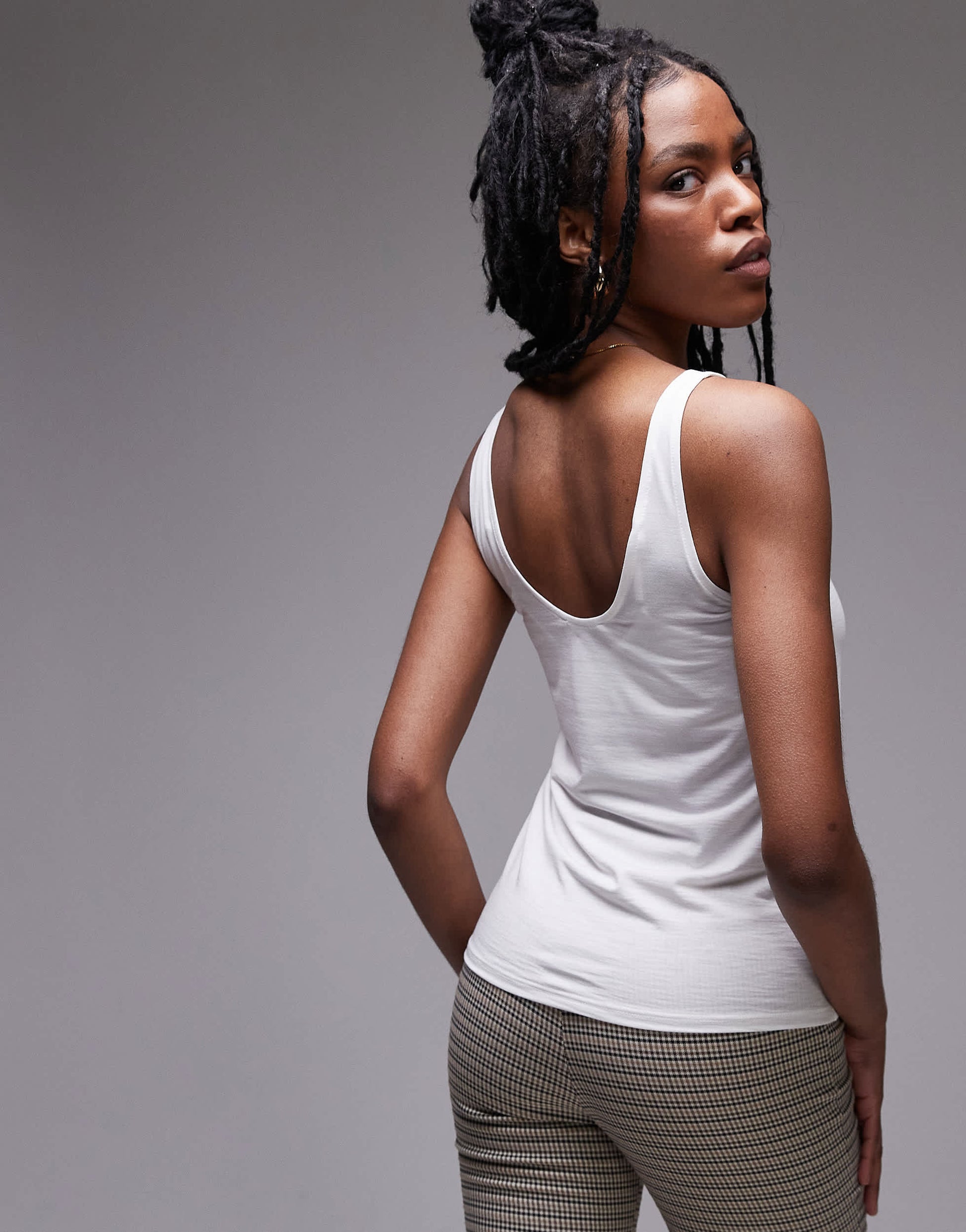 Topshop slouchy scoop neck vest in white
