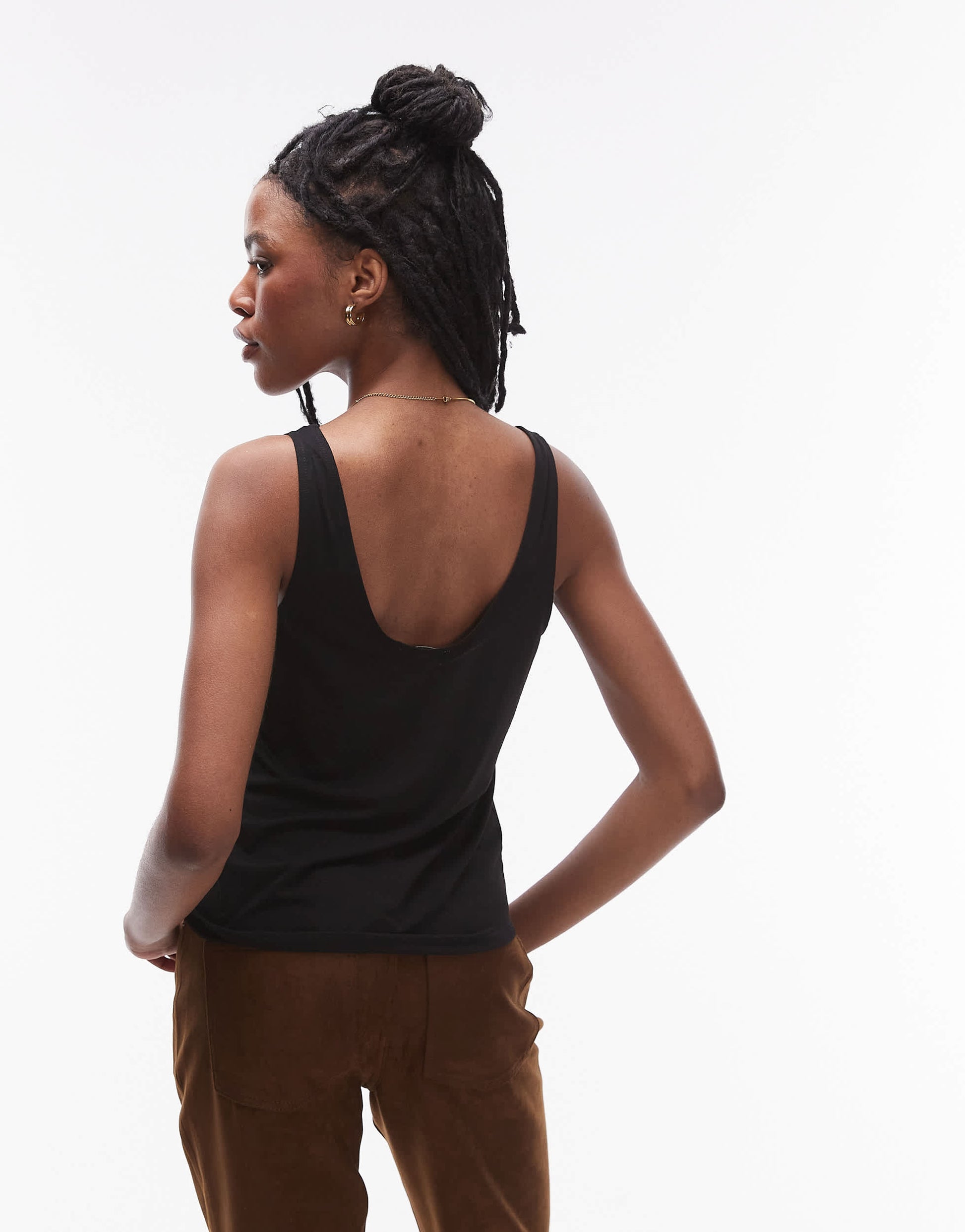 Topshop slouchy scoop neck vest in black