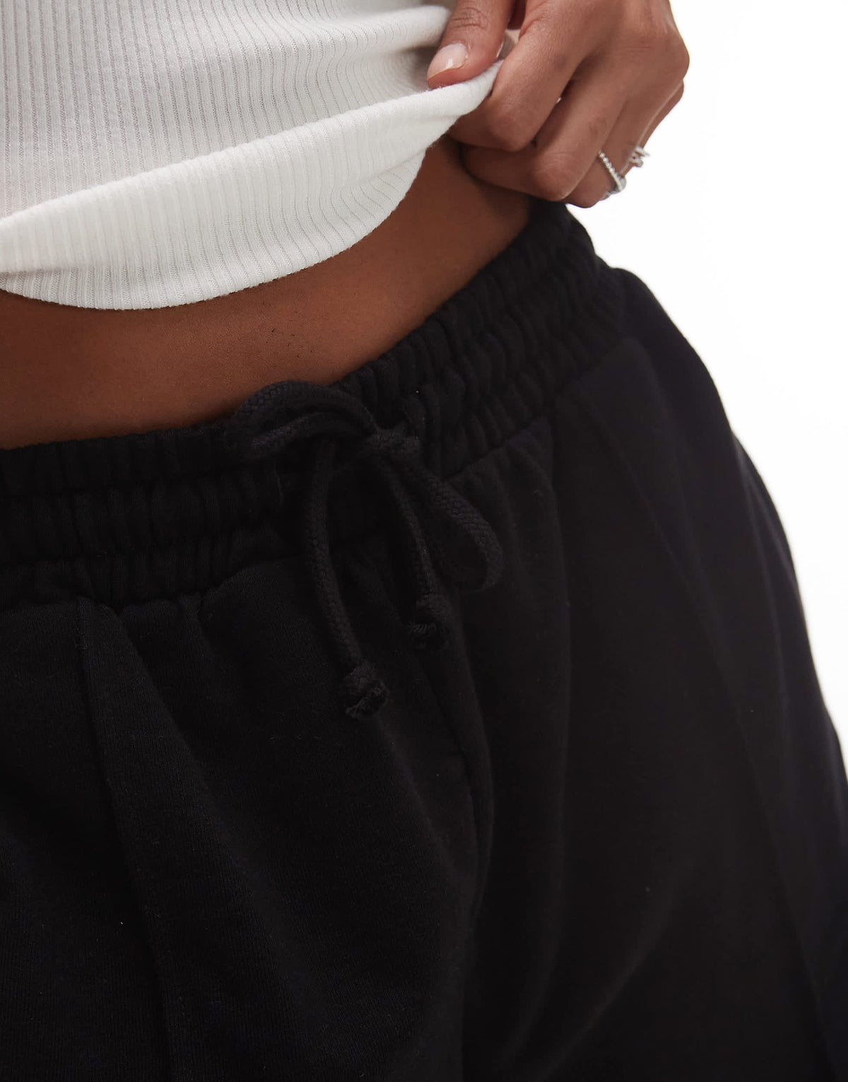 Topshop pintuck jogger short in black