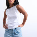 Topshop petite slim tank in white