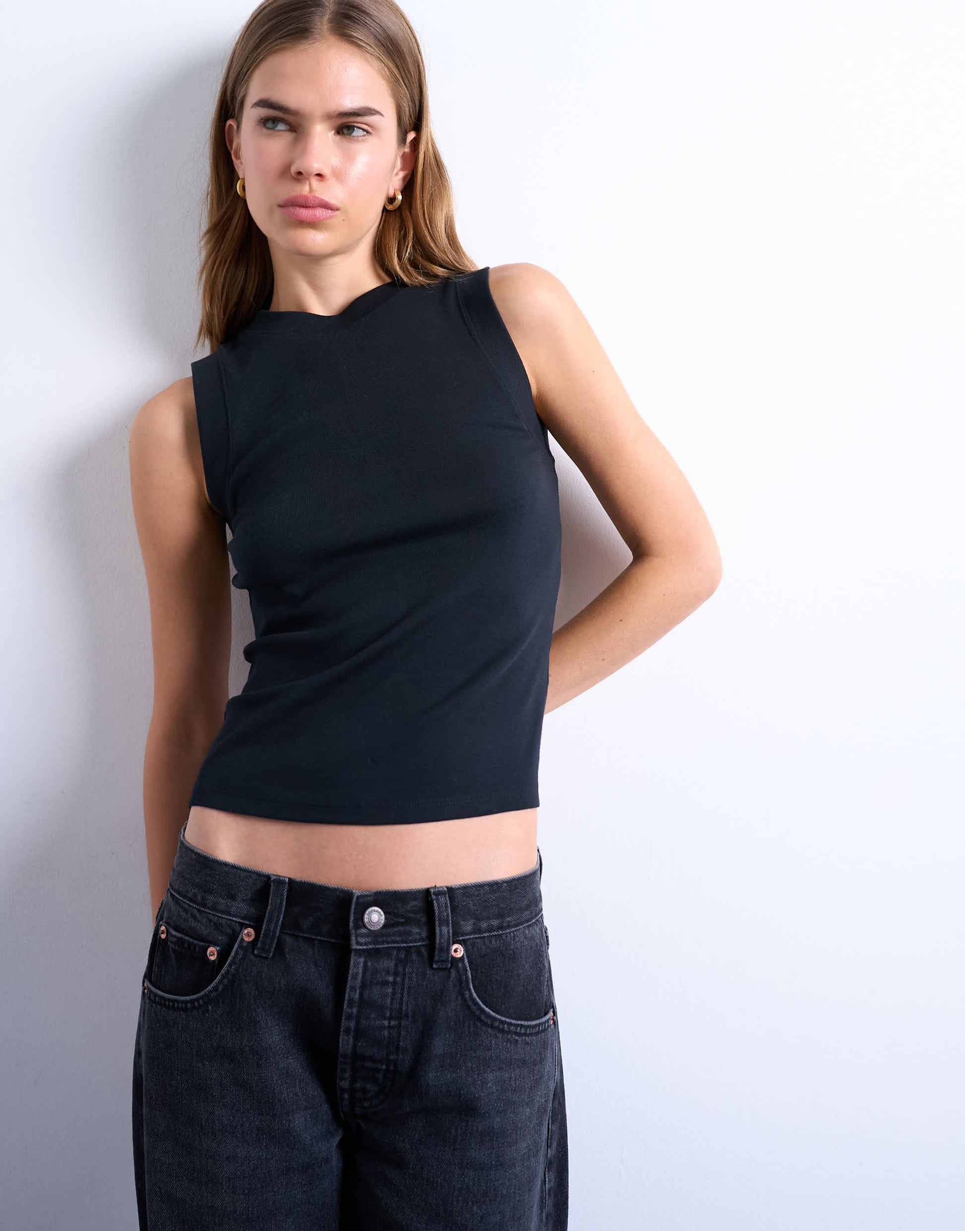Topshop slim tank in black