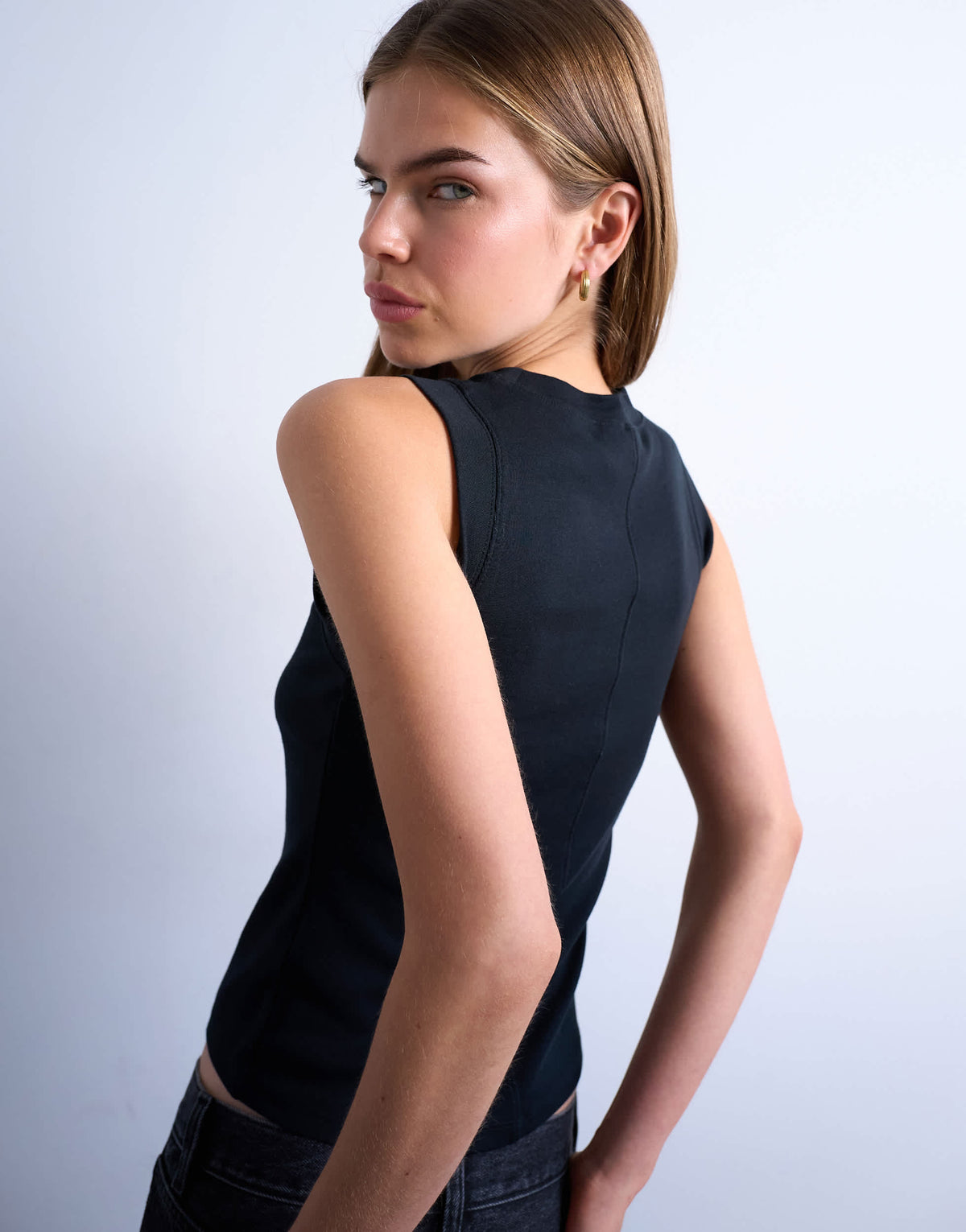 Topshop slim tank in black