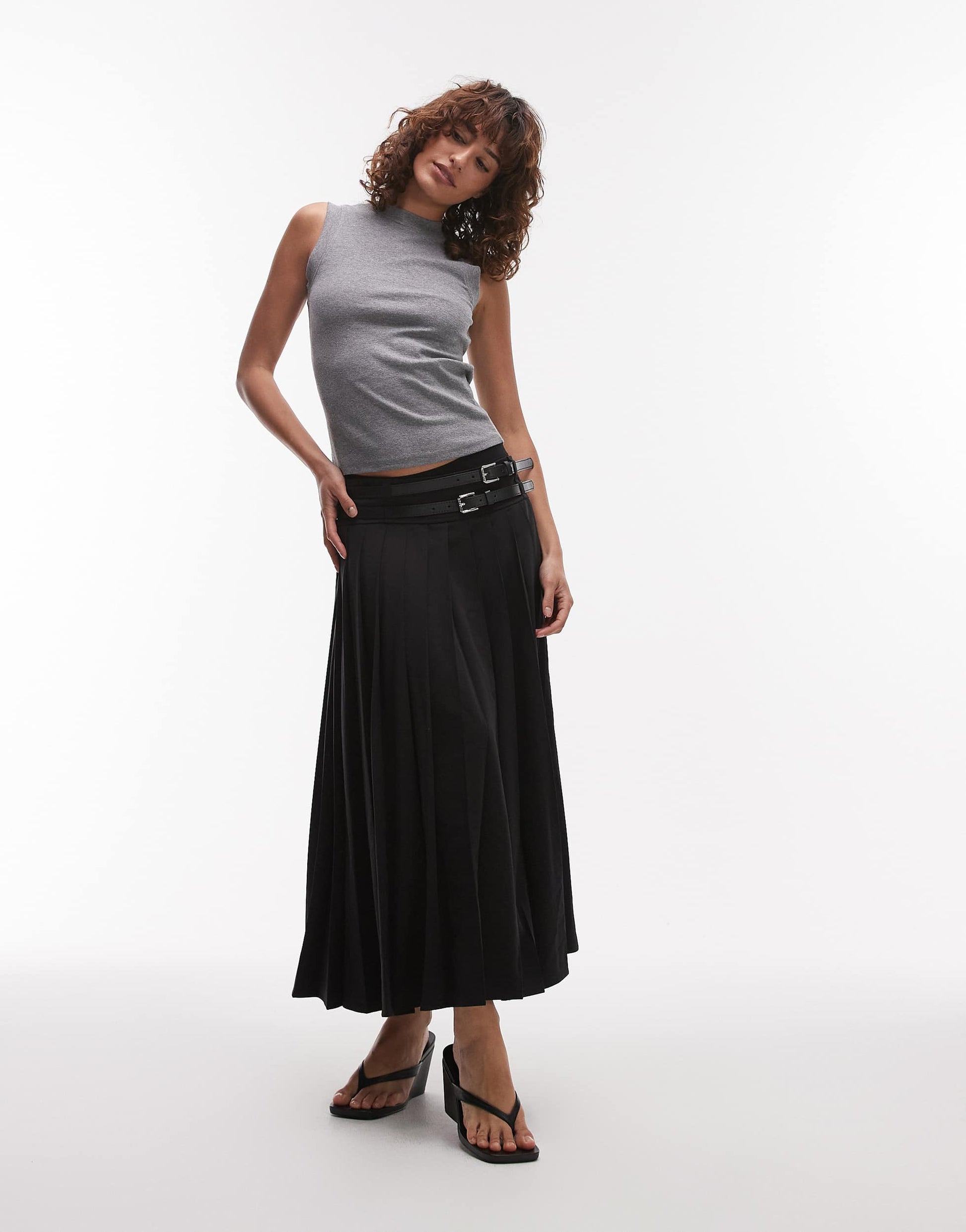 Topshop slim tank in charcoal marl