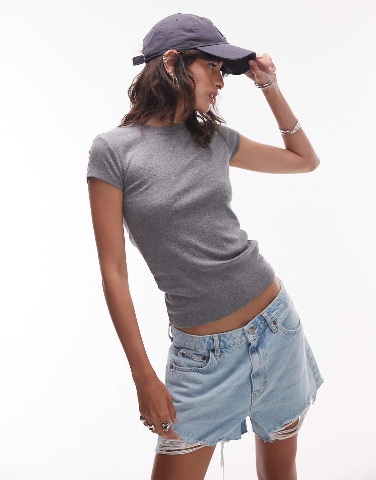 Topshop everyday tee in charcoal marl 