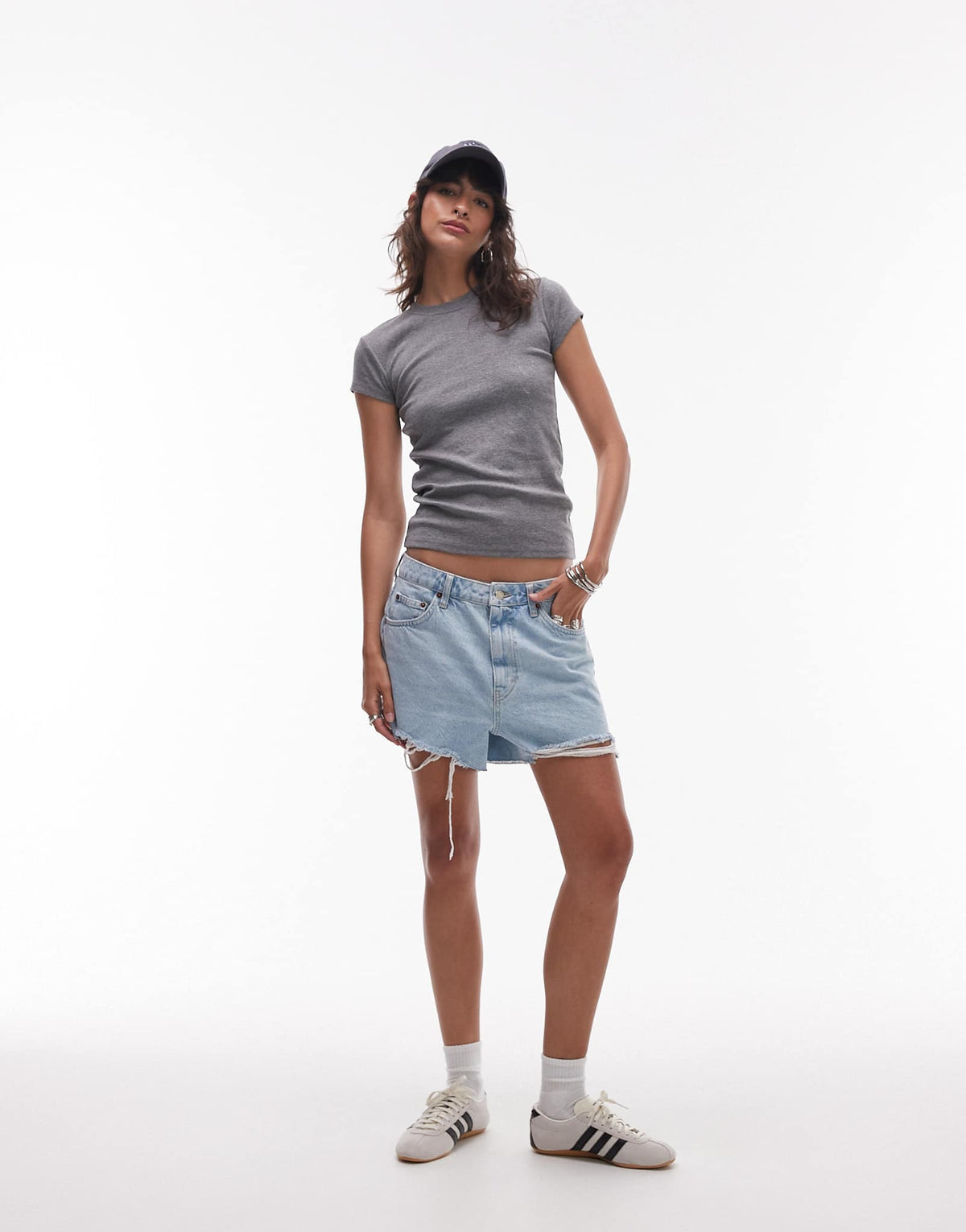 Topshop everyday tee in charcoal marl 