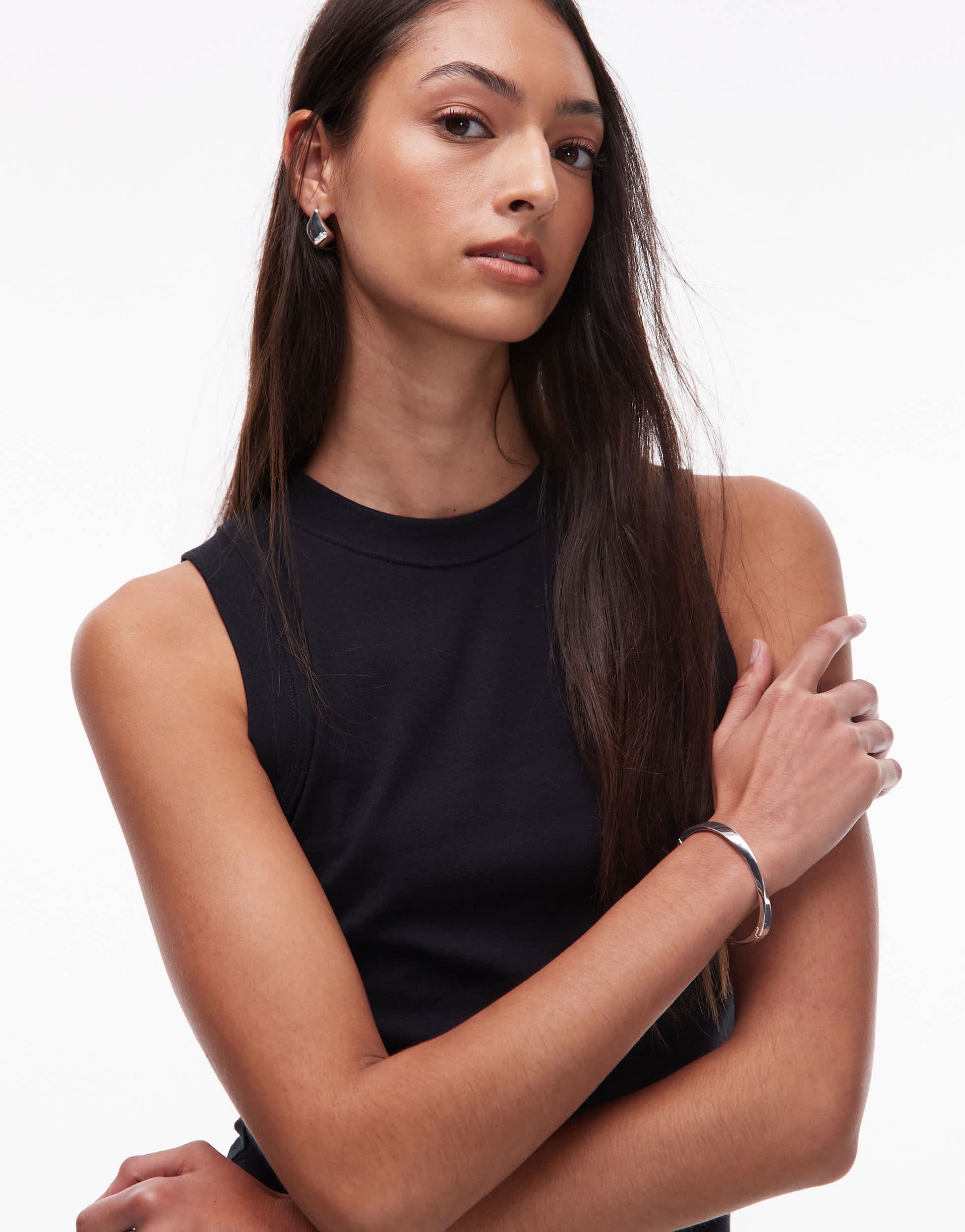 Topshop tall slim tank in black