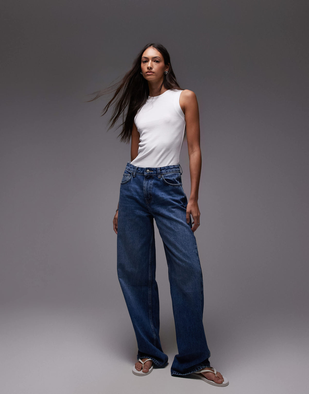 Topshop tall slim tank in white