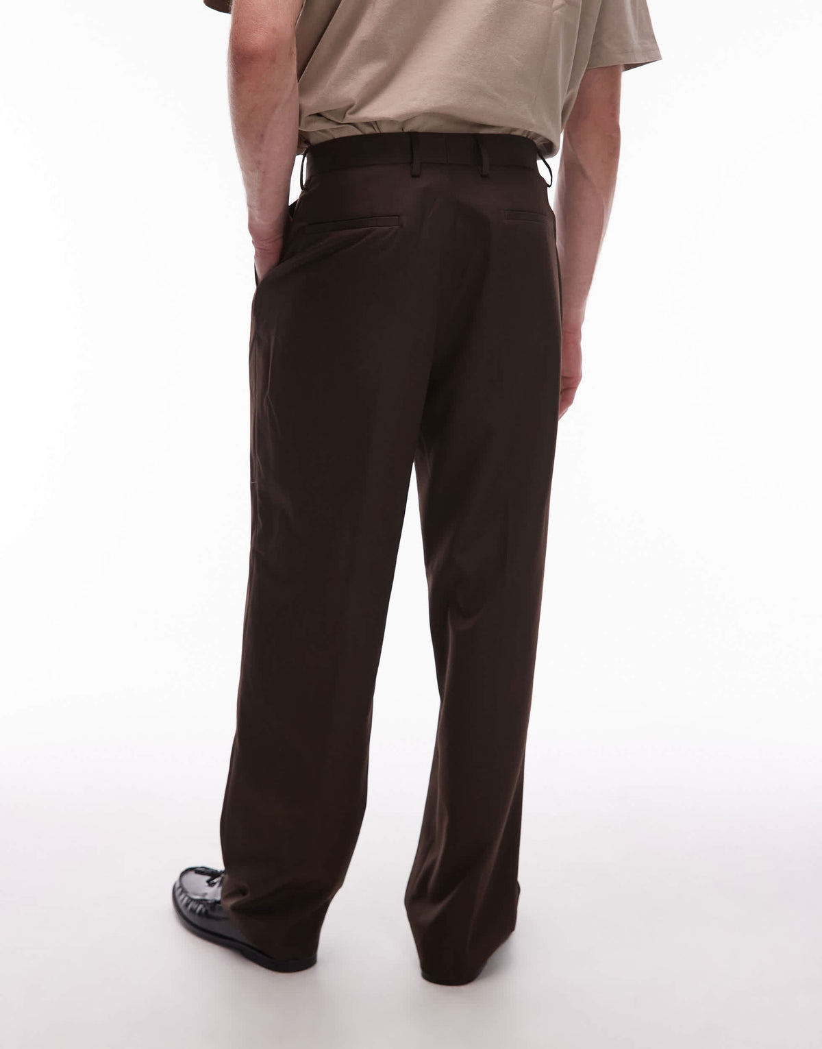 Topman wide leg suit trousers in brown