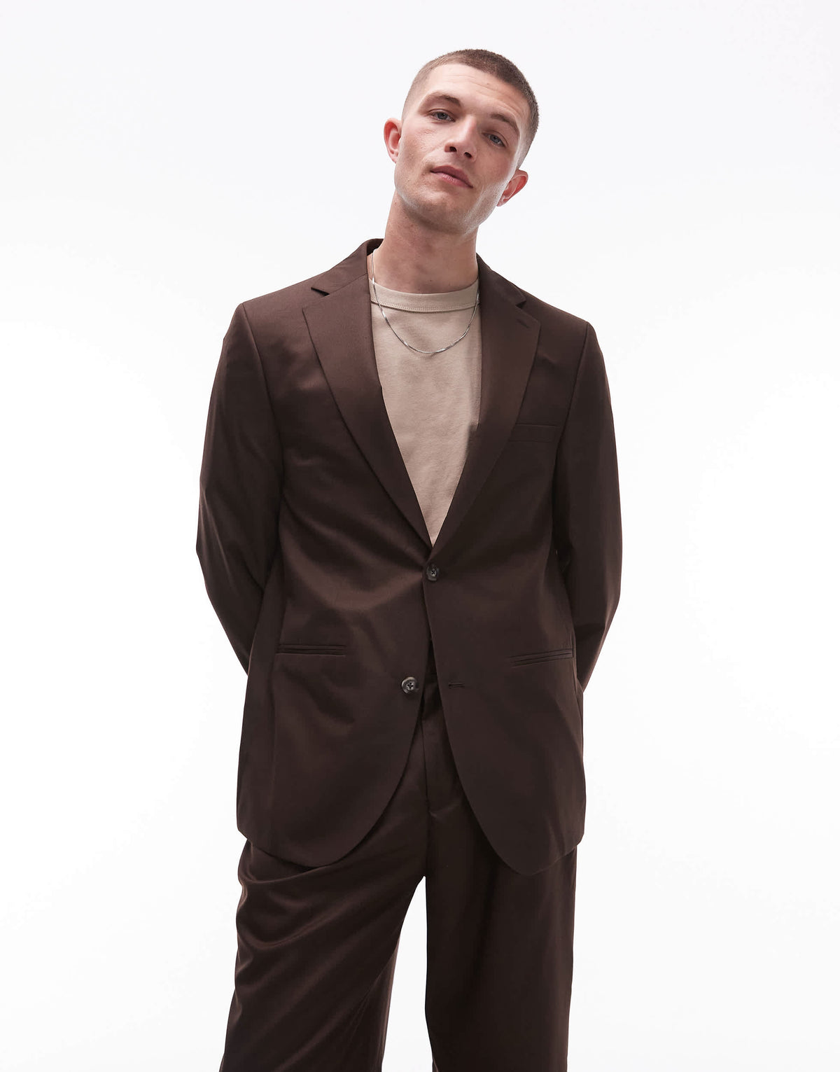Topman relaxed suit jacket in brown