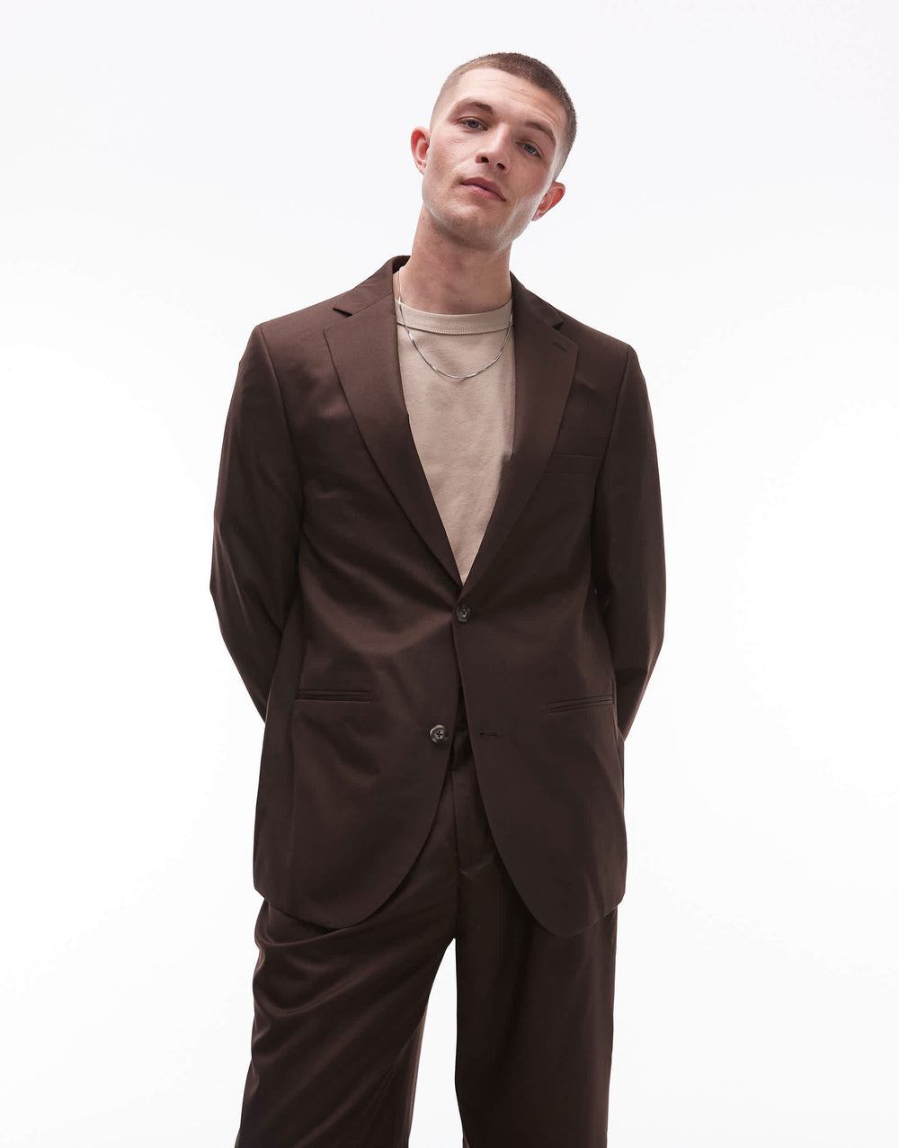 Topman Anzughose im Relaxed Fit in Braun
