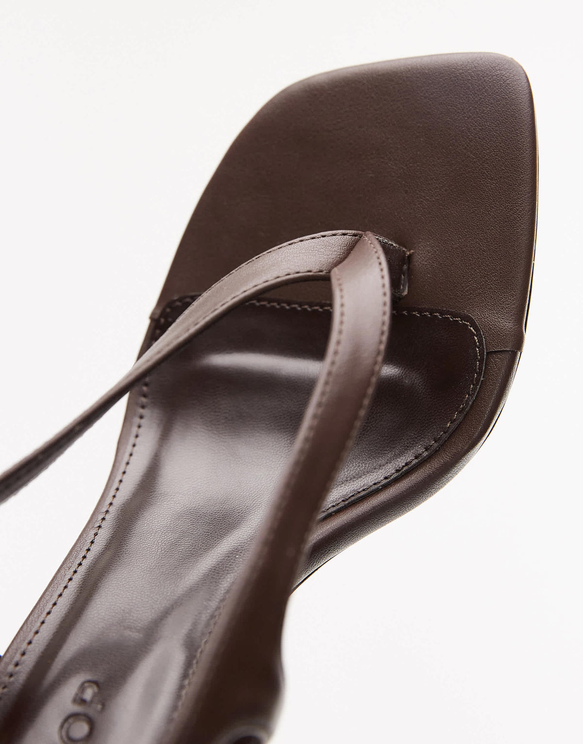 Topshop Farley toe thong high heeled sandal in chocolate