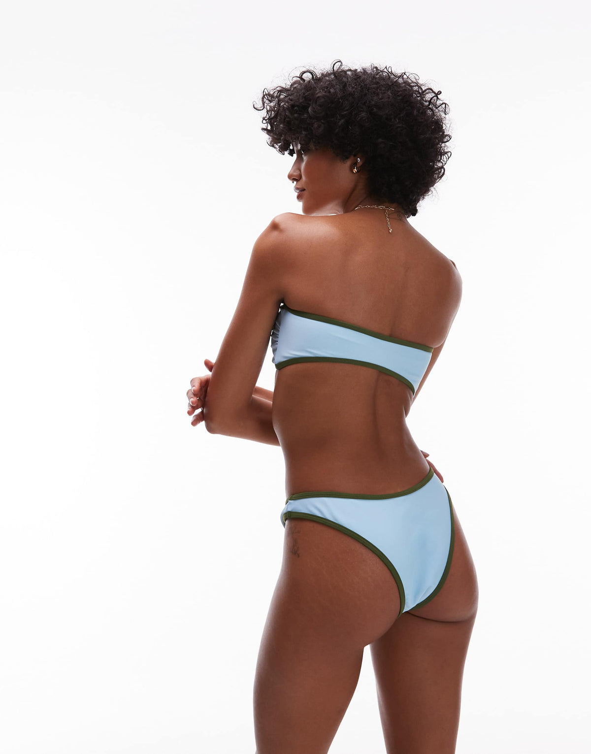 Topshop LA bandeau bikini top in blue and green