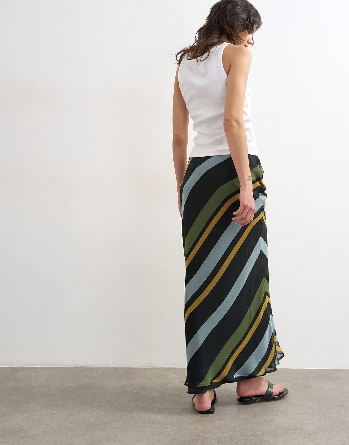 Topshop chiffon bias maxi skirt in bold stripe