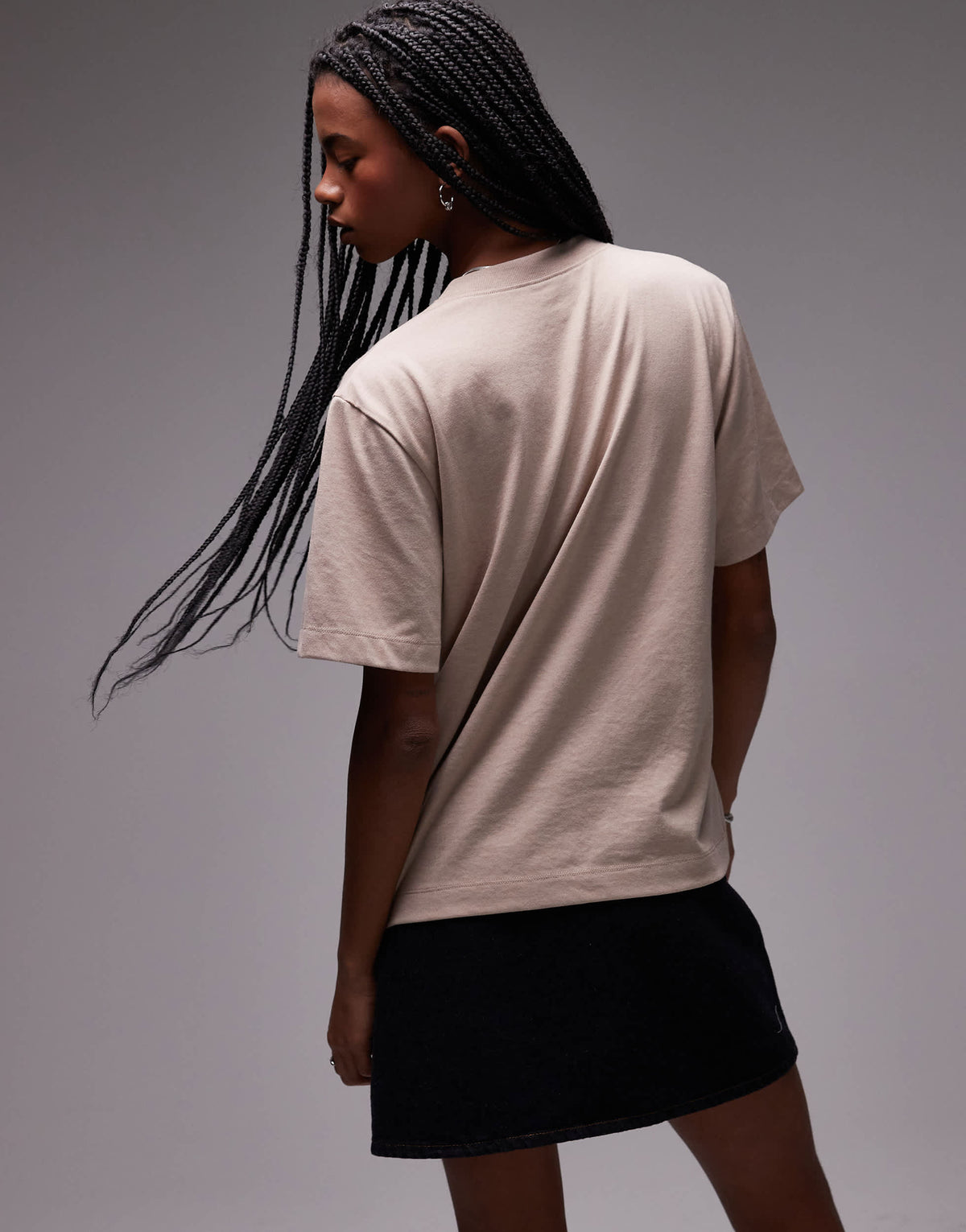 Topshop premium basic short sleeve tee in oat