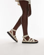 Topshop Jady flat sandal in off white croc