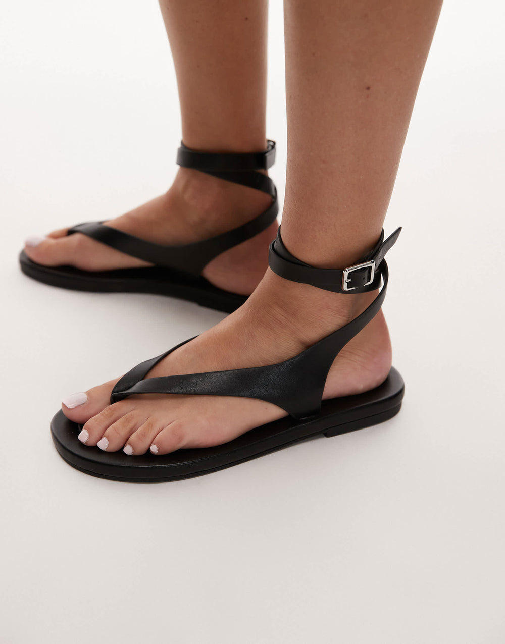 Topshop Jeremiah toe thong sandal in black