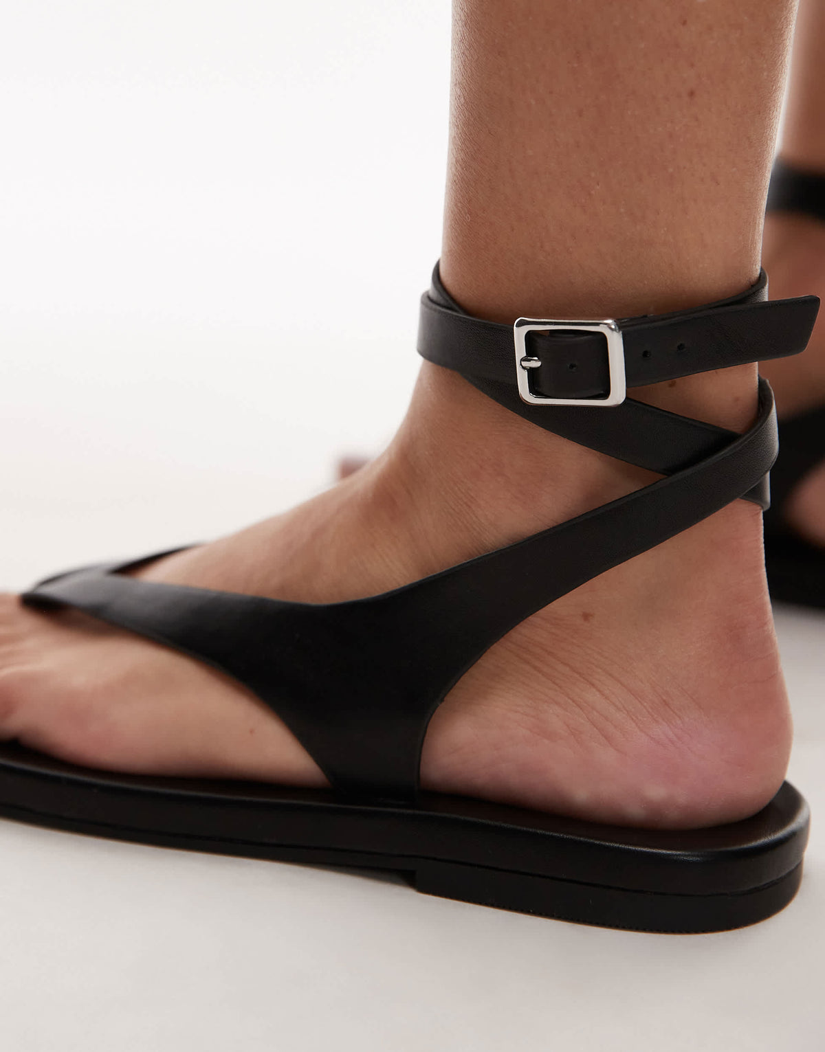Topshop Jeremiah toe thong sandal in black