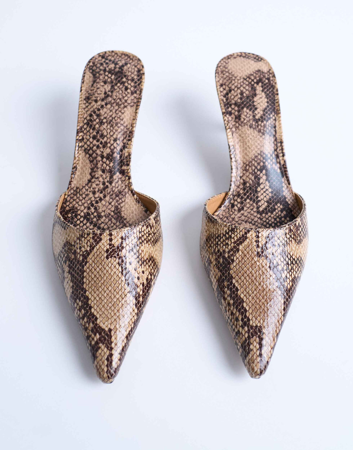 Topshop Dorota kitten heel pointed mule in snake