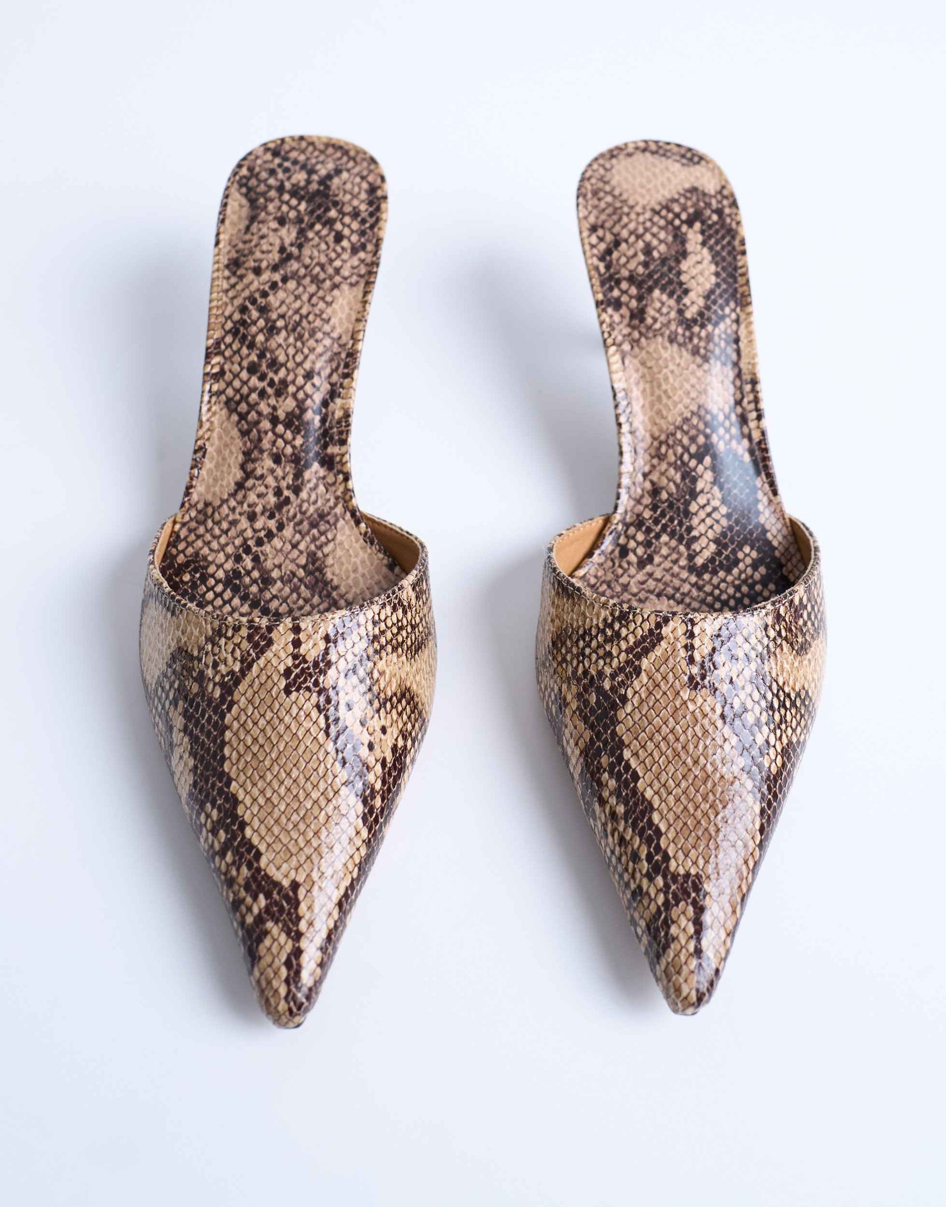 Topshop Dorota kitten heel pointed mule in snake