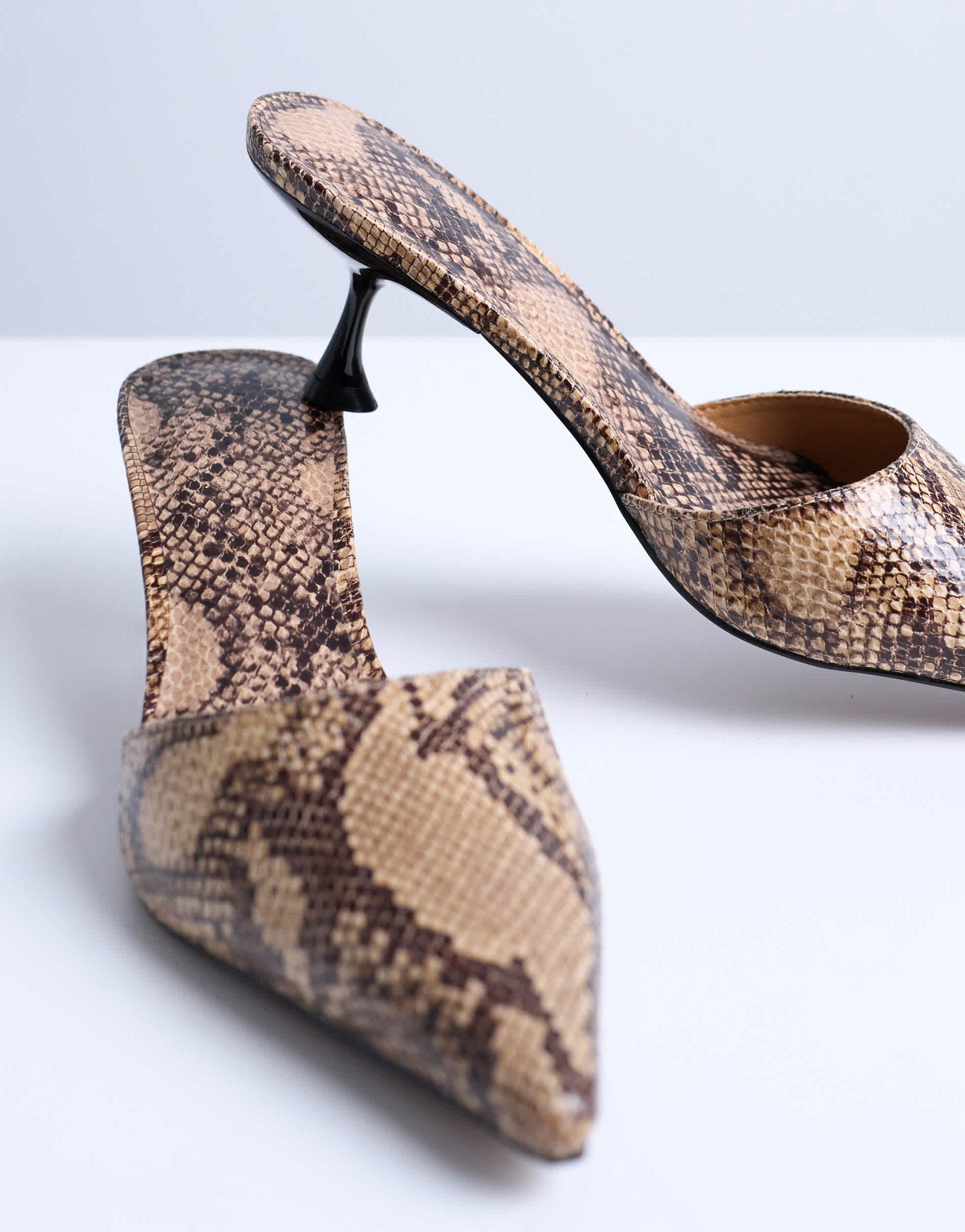 Topshop Dorota kitten heel pointed mule in snake