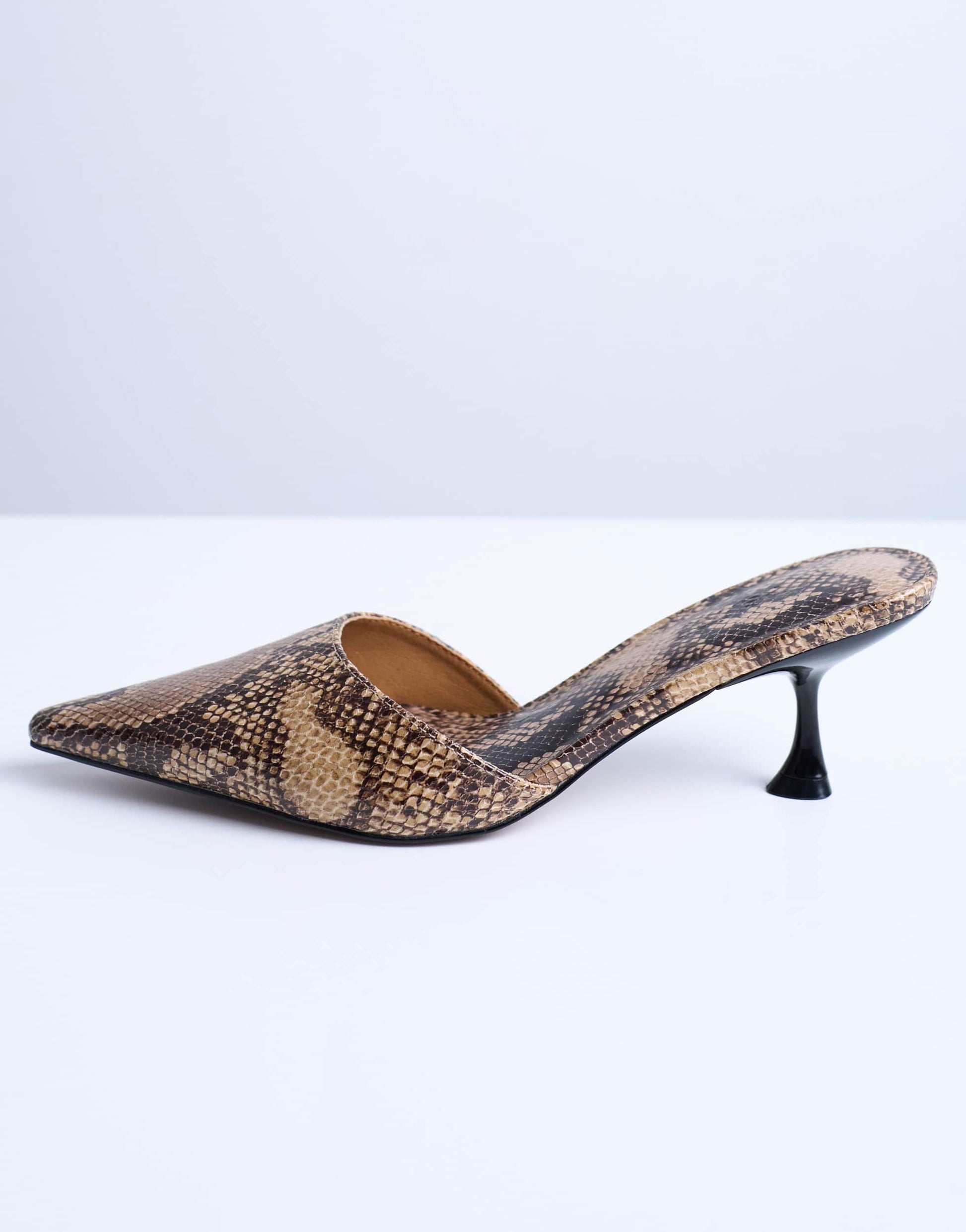 Topshop Dorota kitten heel pointed mule in snake
