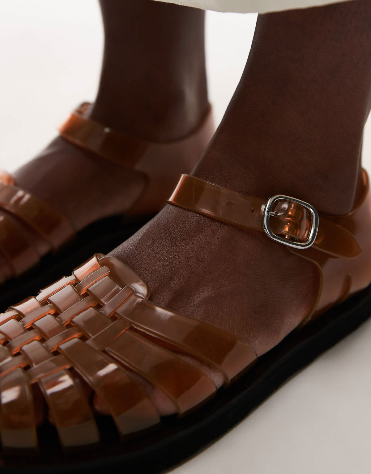 Topshop Kelly jelly flat sandal in beige