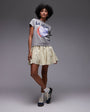 Topshop cotton flippy mini skirt with godets in yellow and green stripe