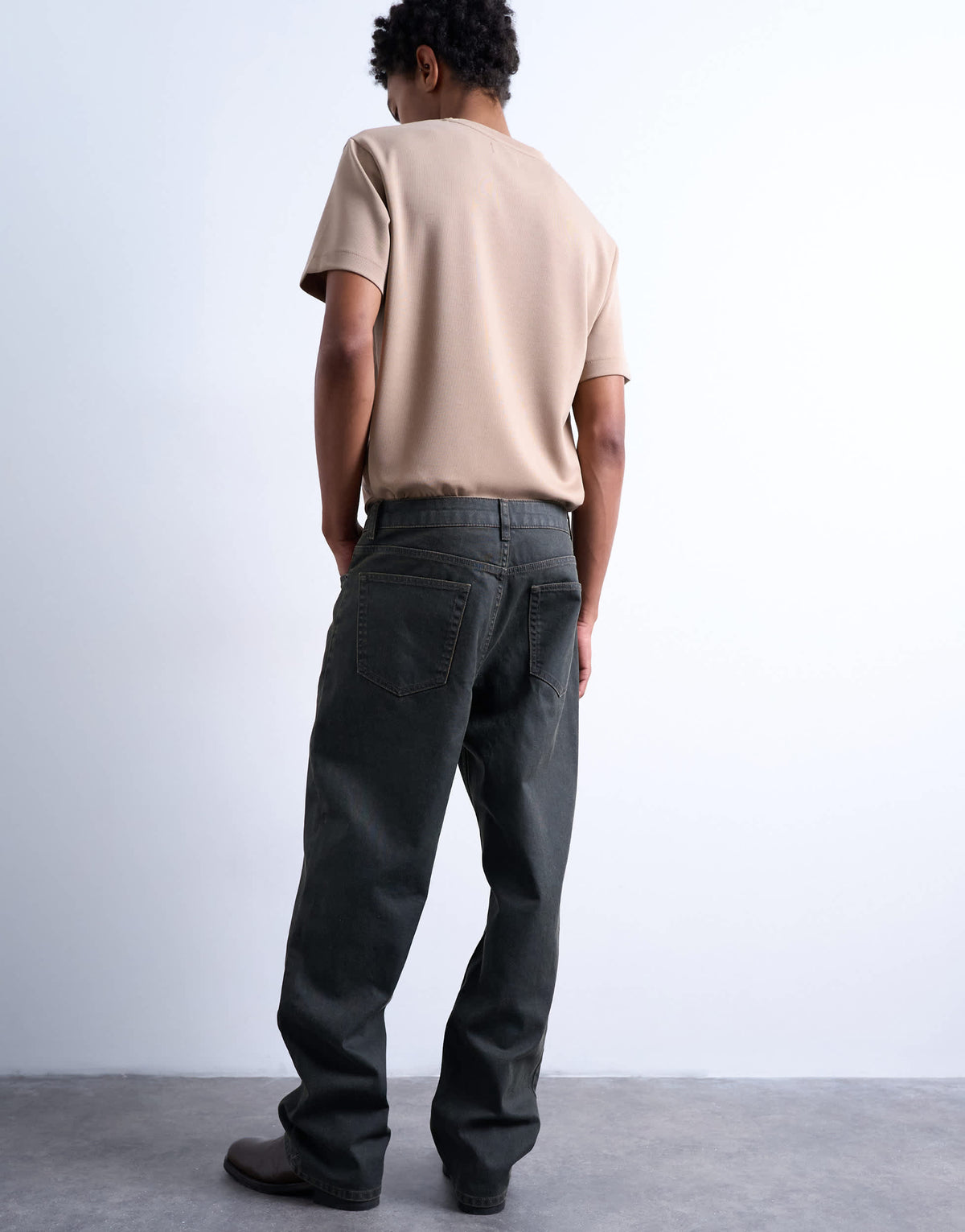 Topman rigid straight leg jean in brown coated
