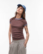 Topshop contrast everyday tee in brown 