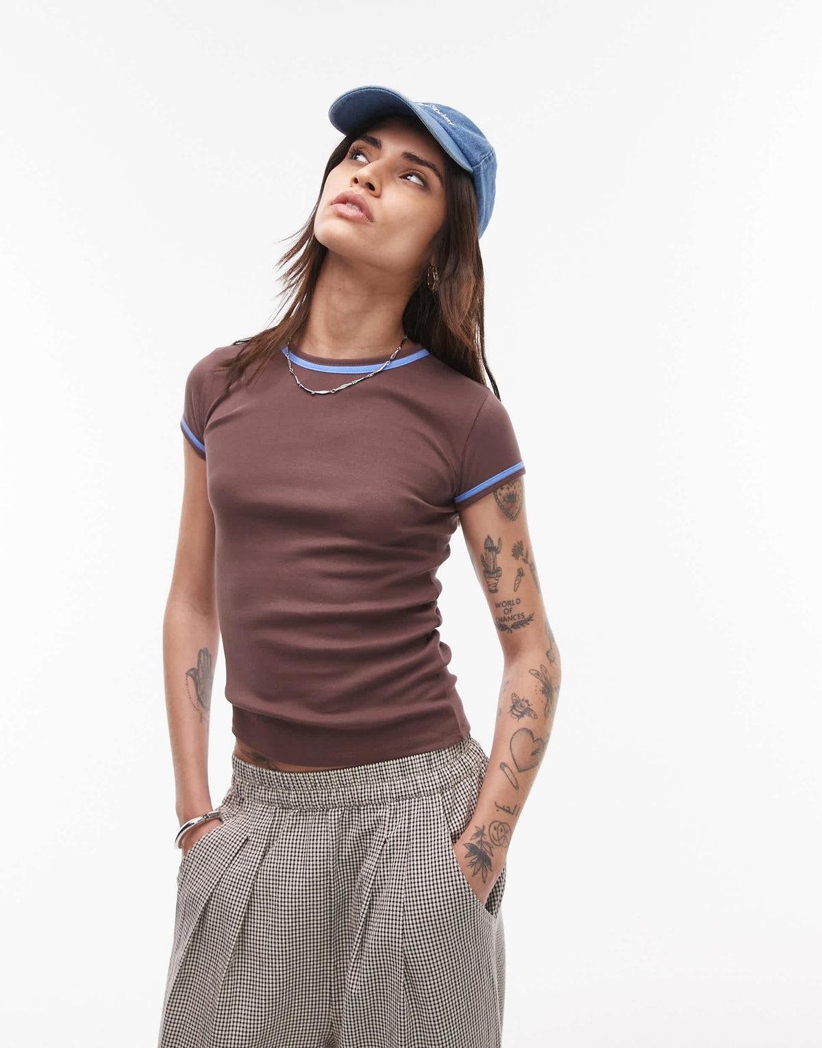Topshop contrast everyday tee in brown 