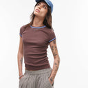 Topshop contrast everyday tee in brown 