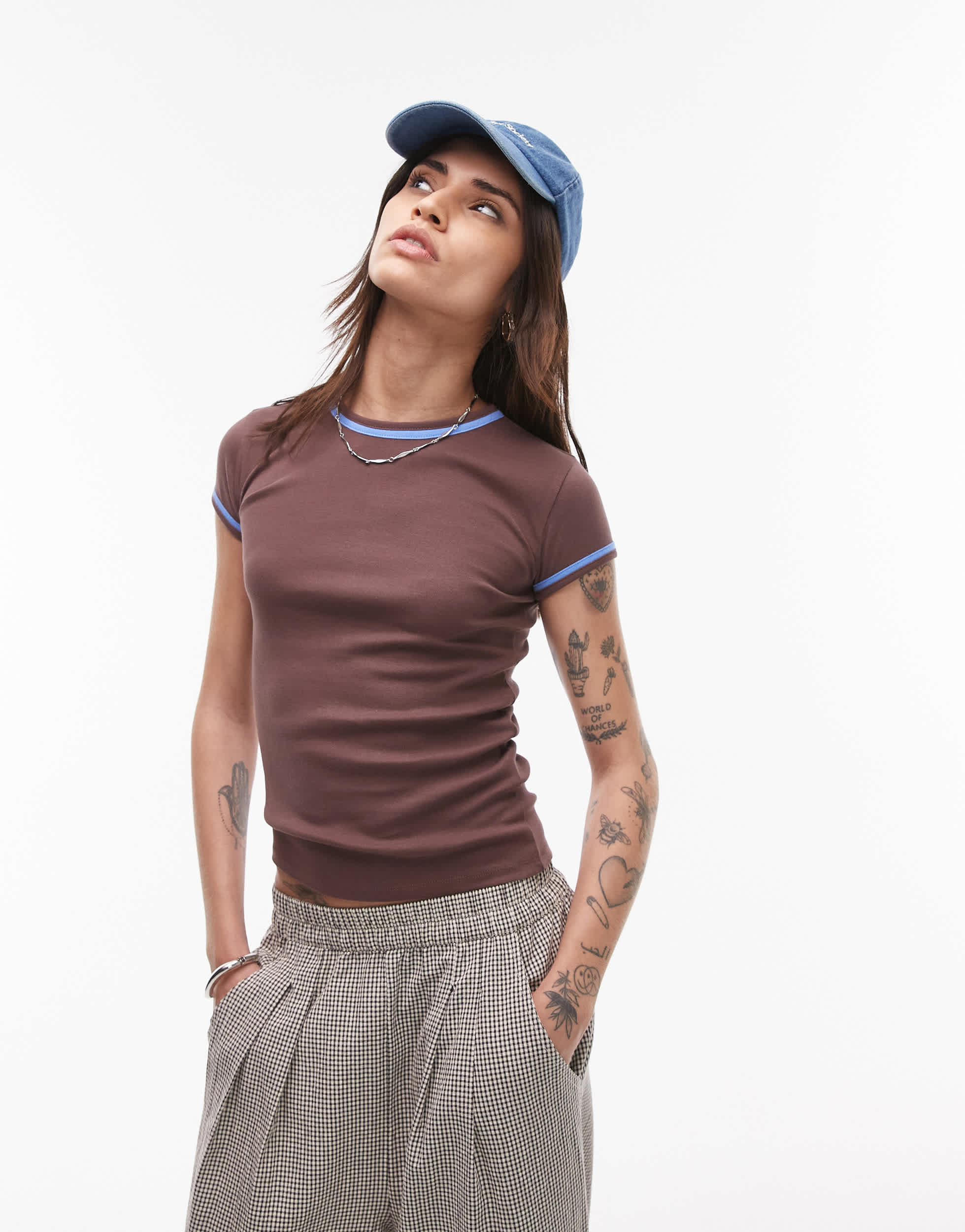 Topshop contrast everyday tee in brown 