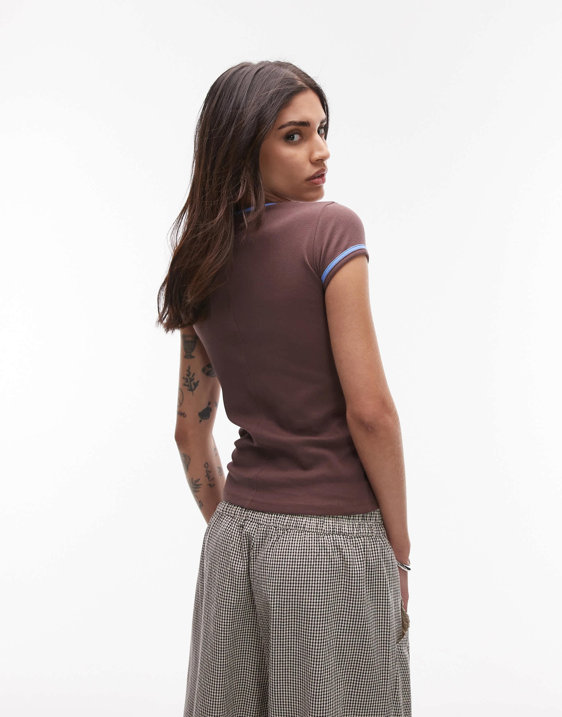 Topshop contrast everyday tee in brown 
