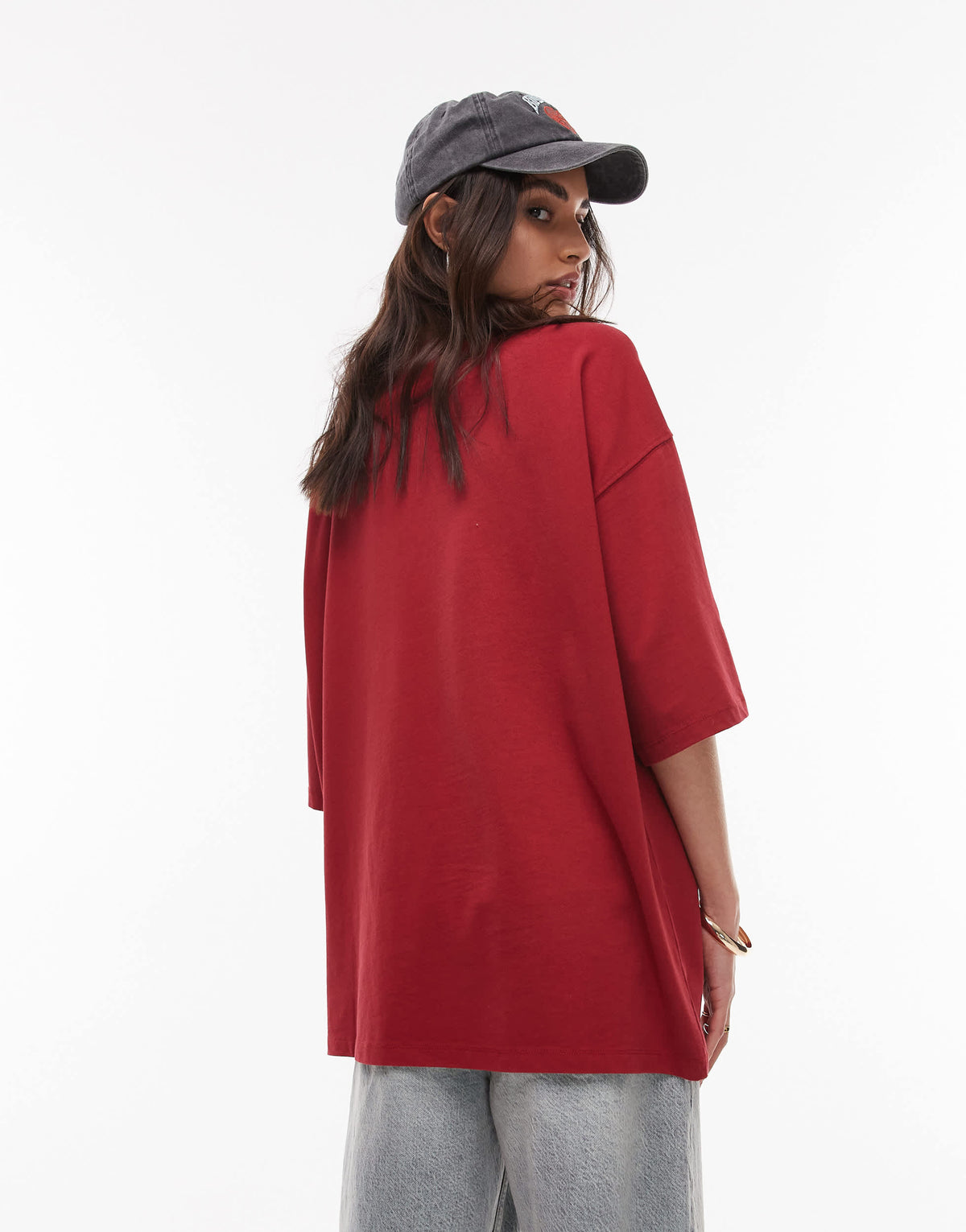 Topshop graphic San Jose oversized tee in red